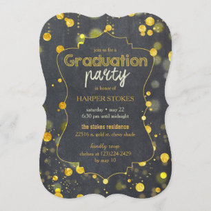 Invitation Glam Faux Gold Foil Confetti Graduation Party
