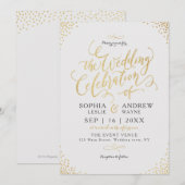 Invitation Glam faux or parties scintillant calligraphie vint (Devant / Derrière)