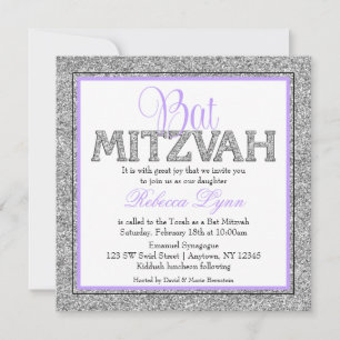Invitation Glam Faux Parties scintillant Bat mitzvah de lavan
