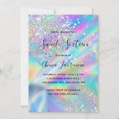 Invitation Glam Faux Parties scintillant holographique Sweet (Devant)
