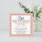Invitation Glam Faux Parties scintillant Rose Gold Bat mitzva (Debout devant)