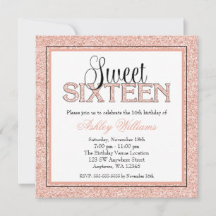Invitation Glam Faux Parties scintillant Rose Gold Sweet 16 I