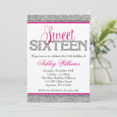 Invitation Glam Faux Parties scintillant Silver Hot Pink Swee (Debout devant)