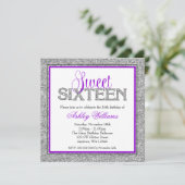 Invitation Glam Faux Parties scintillant Silver Purple Sweet  (Debout devant)