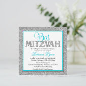 Invitation Glam Faux Parties scintillant Silver Turquoise Blu (Debout devant)