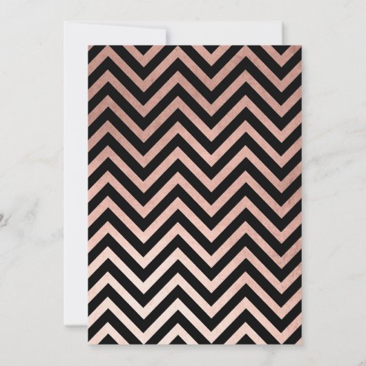 Invitation Glam Faux Rose Gold Chevron et Black Mariage (Dos)