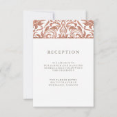 Invitation Glam Faux Rose Gold Parties scintillant Damask Réc (Devant)