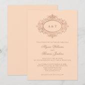 Invitation Glam Faux Rose Gold sur le Mariage rose pâle (Devant / Derrière)