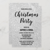 Invitation Glam Fête de Noël Parties scintillant d'argent Bli (Devant / Derrière)