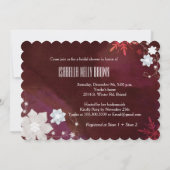 Invitation Glam Floral Merlot Fête des mariées d'hiver (Dos)