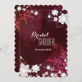 Invitation Glam Floral Merlot Fête des mariées d'hiver (Devant / Derrière)