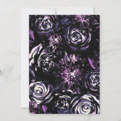 Invitation Glam Floral Violet Noir Partie de graduation (Dos)