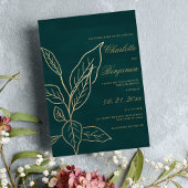 Invitation Glam forêt or vert parties scintillant feuille fle