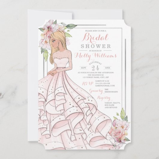 Invitation Glam Girl Bride Fête des mariées (Devant)