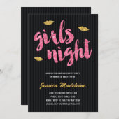 Invitation Glam Girls Night | Parties scintillant Look Bachel (Devant / Derrière)