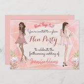 Invitation Glam Girls Peach Geometry Hens Party (Devant / Derrière)