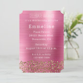 Invitation Glam Girly Pink Gold Leopard (Debout devant)
