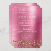 Invitation Glam Girly Pink Gold Leopard (Devant / Derrière)