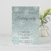 Invitation Glam gliterie snowflake compagnie fête de vacances (Debout devant)
