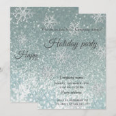 Invitation Glam gliterie snowflake compagnie fête de vacances (Devant / Derrière)