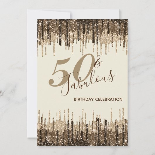 Invitation Glam Glittery Spark 50 & Fabuleuse fête d'annivers (Devant)