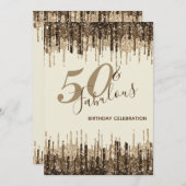 Invitation Glam Glittery Spark 50 & Fabuleuse fête d'annivers (Devant / Derrière)