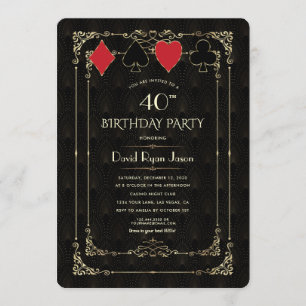 Invitation Glam Gold Art Deco Casino Royale Poker Anniversair