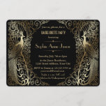 Invitation Glam Gold Art Déco Peacocks Bachelorette Party<br><div class="desc">Design unique avec un mélange de paons de style ancien et d'architecture moderne et audacieuse. Utilisez l'outil Personnaliser pour ajouter vos informations. Vous pouvez choisir la couleur arrière - plan et le nombre d'années,  aussi. Pour les articles correspondants,  visitez,  s'il vous plaît,  ma collection Glam Gold Art Déco Peacocks.</div>