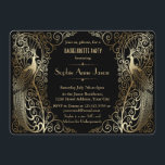 Invitation Glam Gold Art Déco Peacocks Bachelorette Party<br><div class="desc">Design unique avec un mélange de paons de style ancien et d'architecture moderne et audacieuse. Utilisez l'outil Personnaliser pour ajouter vos informations. Vous pouvez choisir la couleur arrière - plan et le nombre d'années,  aussi. Pour les articles correspondants,  visitez,  s'il vous plaît,  ma collection Glam Gold Art Déco Peacocks.</div>