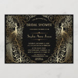 Invitation Glam Gold Art Deco Peacocks Fête des mariées<br><div class="desc">Design unique avec un mélange de paons de style ancien et d'architecture moderne et audacieuse. Utilisez l'outil Personnaliser pour ajouter vos informations. Vous pouvez également choisir la couleur arrière - plan. Pour les articles correspondants,  visitez,  s'il vous plaît,  ma collection Glam Gold Art Déco Peacocks.</div>