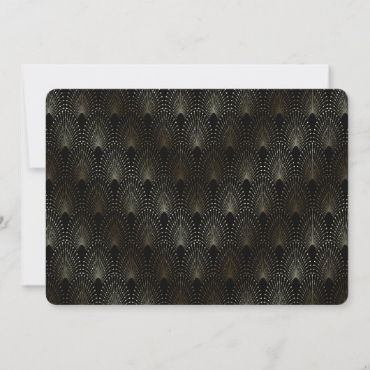 Invitation Glam Gold Art Déco Peacocks Nouvel An (Dos)