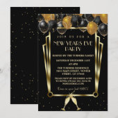 Invitation Glam Gold Black Ballots Nouvel An Sove Party (Devant / Derrière)