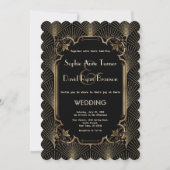 Invitation Glam Gold Black Great Gatsby Art Déco Mariage (Devant)