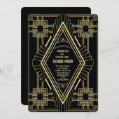 Invitation Glam Gold Black Great Gatsby SENIOR PROM (Devant / Derrière)