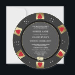 Invitation Glam Gold Black Poker Chip Casino QR Code Mariage<br><div class="desc">Mariage à thème Las Vegas Casino de luxe. Il dispose d'un design de puces de poker unique orné de faux or pour une touche de luxe, élégants coeurs rouges sur arrière - plan noir. Il conviendra parfaitement aux couples amateurs de jeux d'argent, de casinos ou de Vegas. Des termes spéciaux...</div>