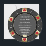 Invitation Glam Gold Black Poker Chip Casino QR Code Mariage<br><div class="desc">Mariage à thème Las Vegas Casino de luxe. Il dispose d'un design de puces de poker unique orné de faux or pour une touche de luxe, élégants coeurs rouges sur arrière - plan noir. Il conviendra parfaitement aux couples amateurs de jeux d'argent, de casinos ou de Vegas. Des termes spéciaux...</div>