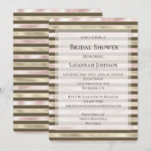 Invitation Glam Gold Blush Pink Brown Stripes Fête des mariée (Devant / Derrière)