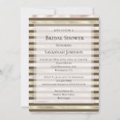 Invitation Glam Gold Blush Pink Brown Stripes Fête des mariée (Devant)