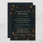 Invitation Glam Gold Bokeh Lights High School Class Reunion (Devant / Derrière)