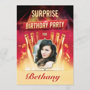 Invitation Glam Gold Bottages Surprise Birthday Party Photo