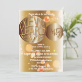 Invitation Glam Gold Bronze Fête de la Réveillon du Nouvel An (Debout devant)