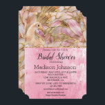 Invitation Glam Gold Chic Pink Fête des mariées Peacock<br><div class="desc">Belle Fête des mariées Glam Gold Chic Peacock rose</div>