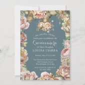 Invitation Glam Gold Couronne Diamond Fleurs Quinceanera (Devant)