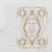 Invitation Glam Gold et blanc Great Gatsby Sweet 16 (Devant / Derrière)