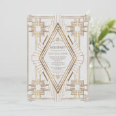 Invitation Glam Gold et White Great Gatsby Bachelor Party (Debout devant)