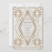 Invitation Glam Gold et White Great Gatsby Bachelor Party (Devant)