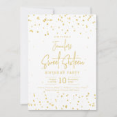 Invitation Glam Gold Faux Foil Dots Sweet 16 Party (Devant)