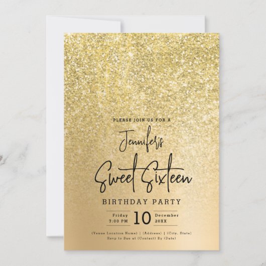 Invitation Glam Gold Faux Parties scintillant Sparkle Sweet 1 (Devant)
