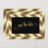 Invitation Glam Gold Foil et Black Wedding Enregistrer la dat (Devant / Derrière)