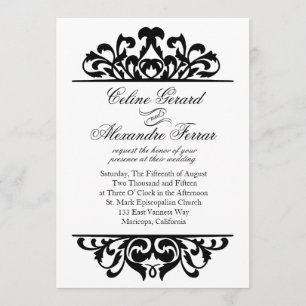 Invitation Glam Gold Foil Mariage noir blanc